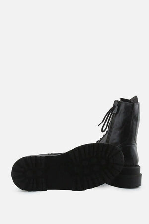 Stradivarius Zipper Laces Combat Ankle Boots | 100% Authentic Leather - sundaybazar