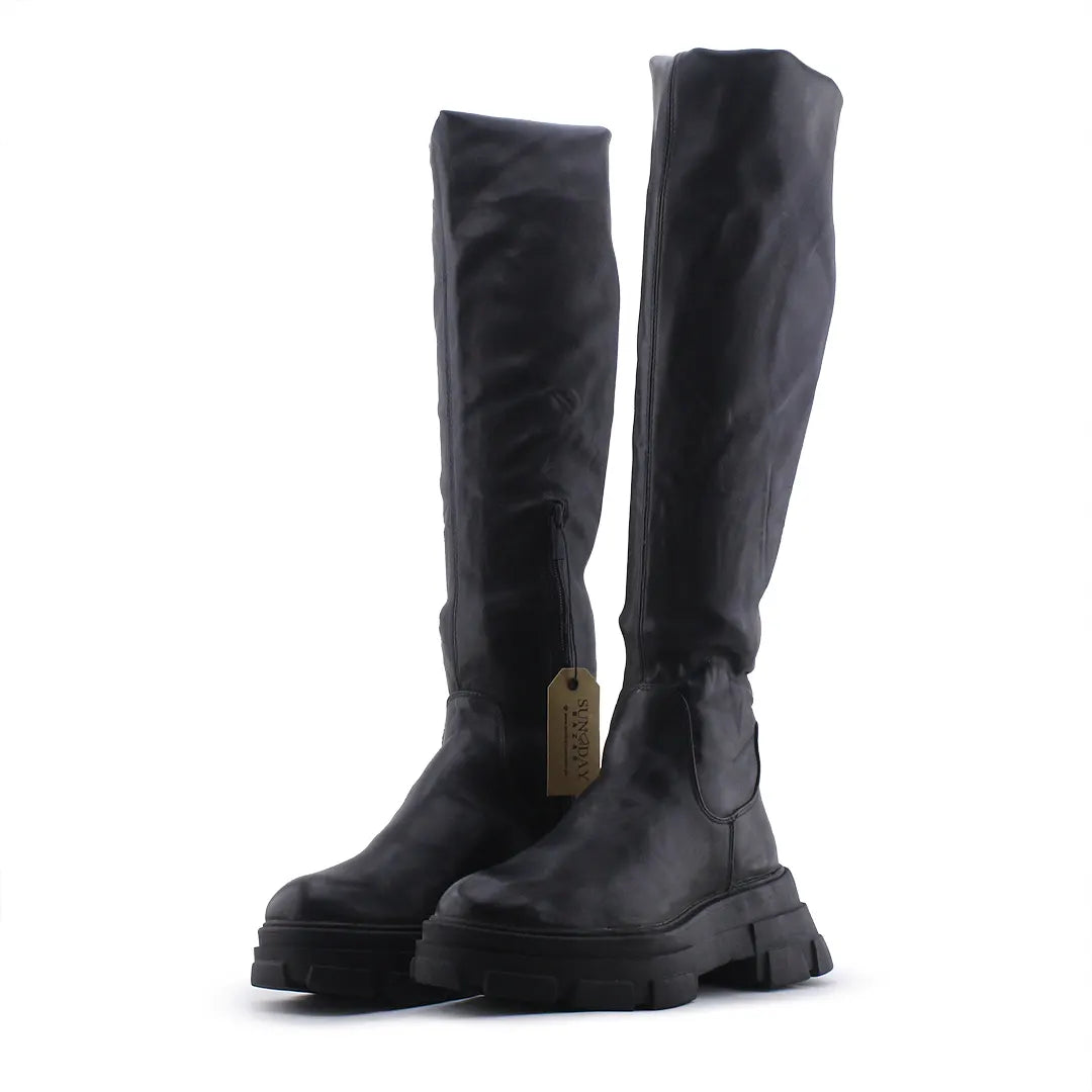 Stradivarius Zipper Thigh High Boot | 100% Authentic Leather