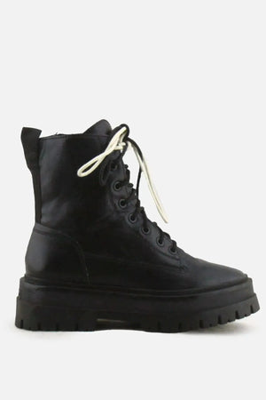 Stradivarius Zipper Laces Combat Boots | 100% Authentic Leather - sundaybazar