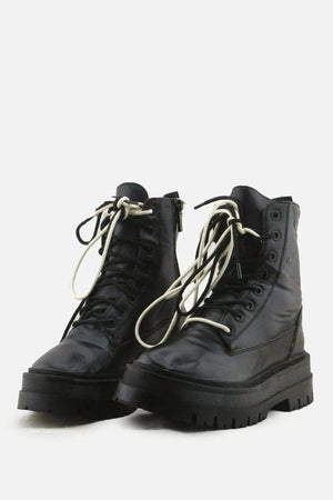 Stradivarius Zipper Laces Combat Boots | 100% Authentic Leather - sundaybazar