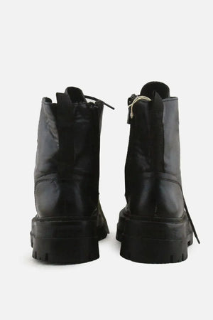 Stradivarius Zipper Laces Combat Boots | 100% Authentic Leather - sundaybazar