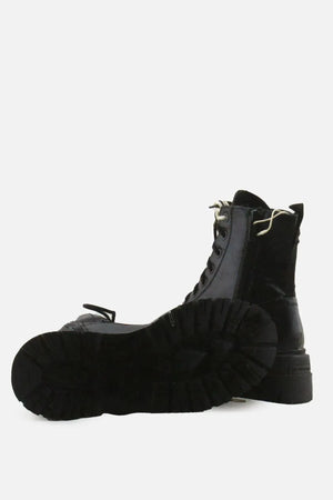 Stradivarius Zipper Laces Combat Boots | 100% Authentic Leather - sundaybazar