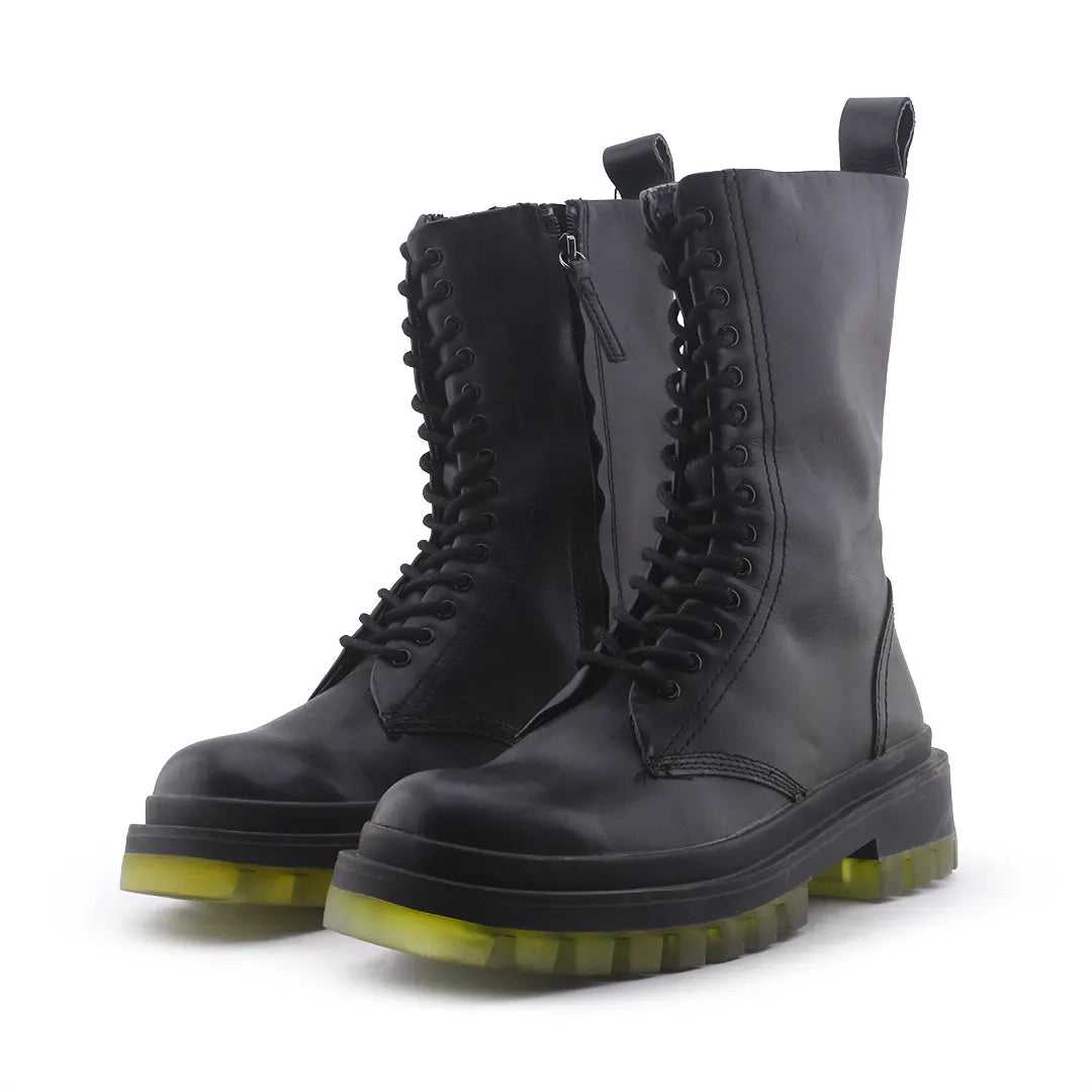 Zara Lace Up Zipper Combat Ankle Boots (100% Authentic Leather)