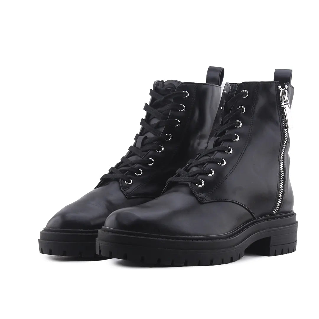 Lefties Zipper Lace Up Ankle Boot | 100% Authentic Leather