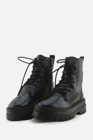 Stradivarius Zipper Laces Combat Boots | 100% Authentic Leather - sundaybazar