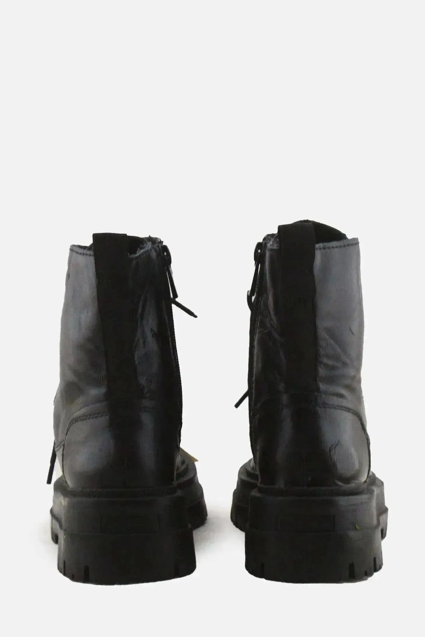 Stradivarius Zipper Laces Combat Boots | 100% Authentic Leather - sundaybazar