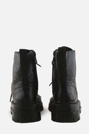 Stradivarius Zipper Laces Combat Boots | 100% Authentic Leather - sundaybazar