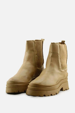 Stradivarius Stretchable Combat Ankle Boots | 100% Authentic Leather - sundaybazar