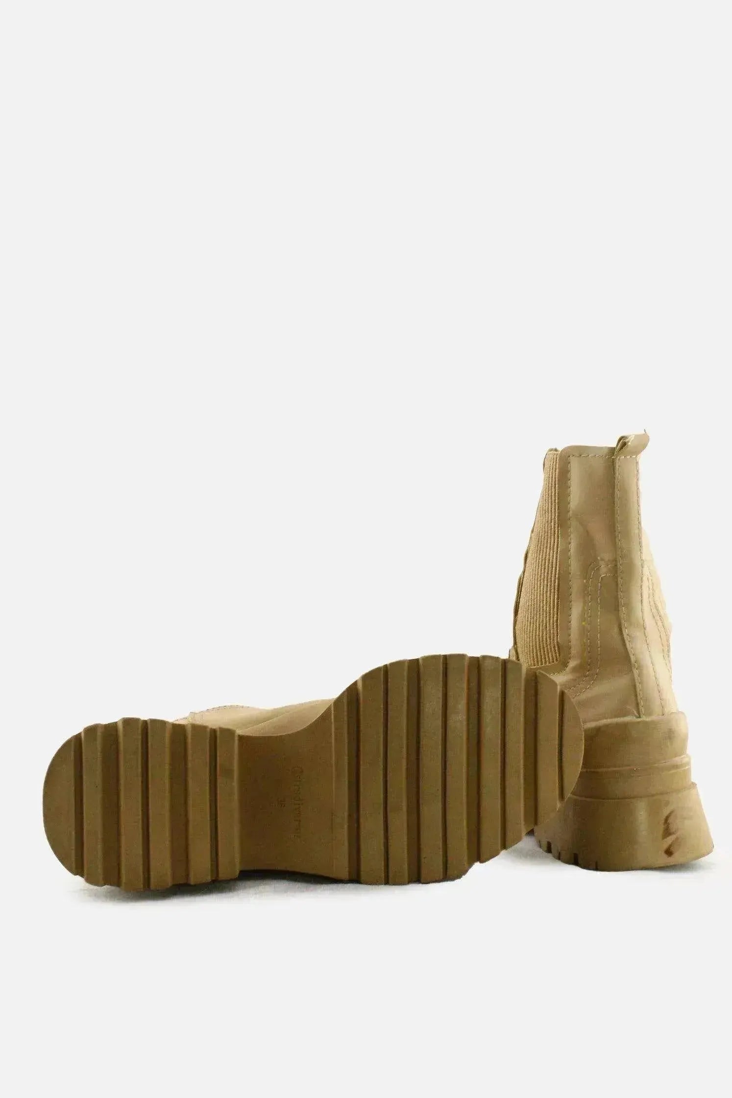 Stradivarius Stretchable Combat Ankle Boots | 100% Authentic Leather - sundaybazar