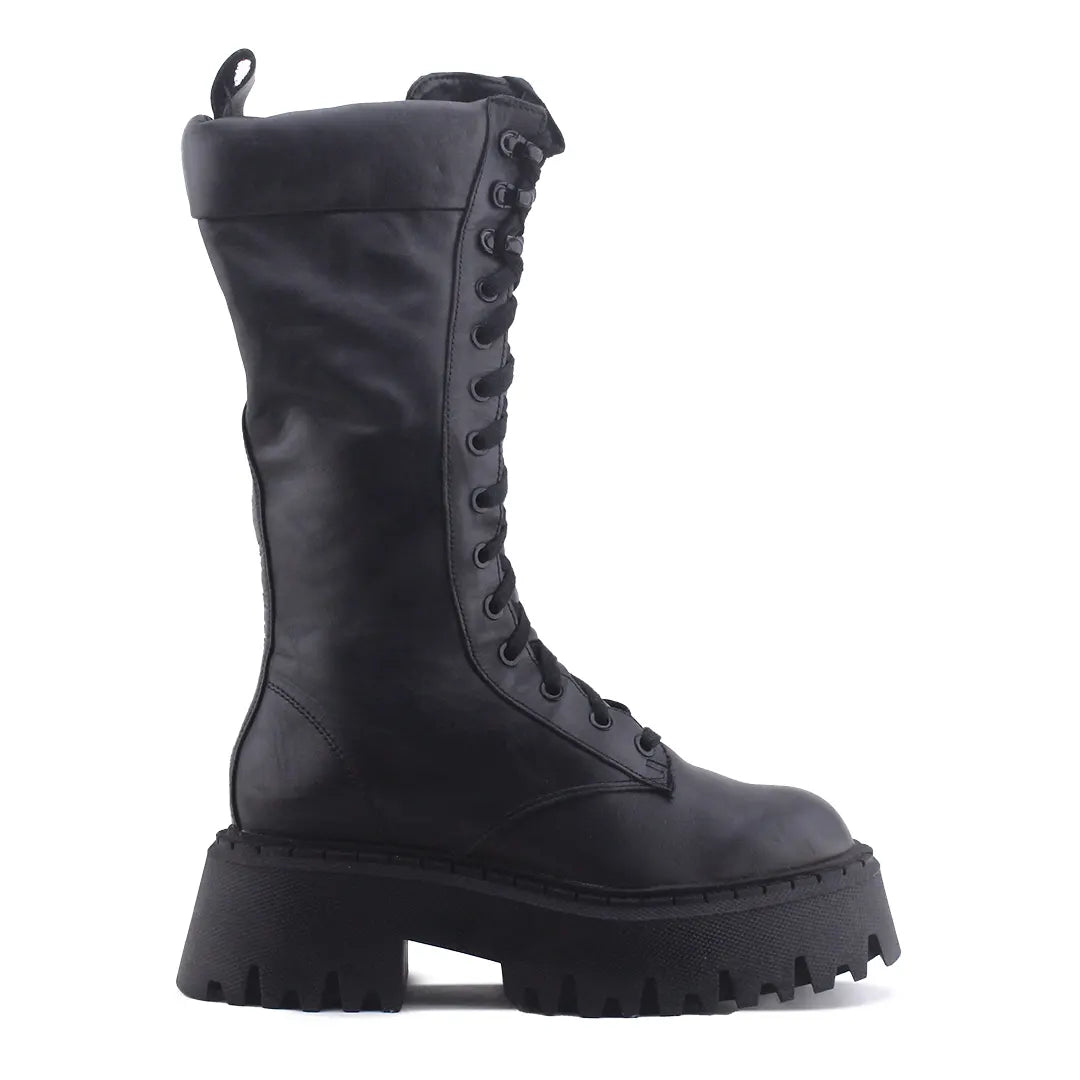 Zara Zipper Lace Up Knee High Boot | 100% Authentic Leather