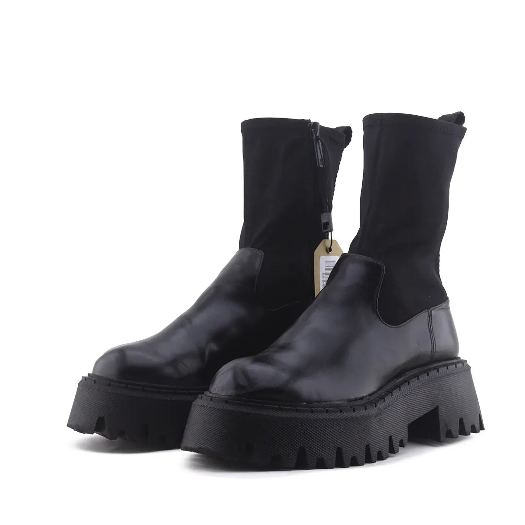 Zara Zipper Stretchable Ankle Boot | 100% Authentic Leather