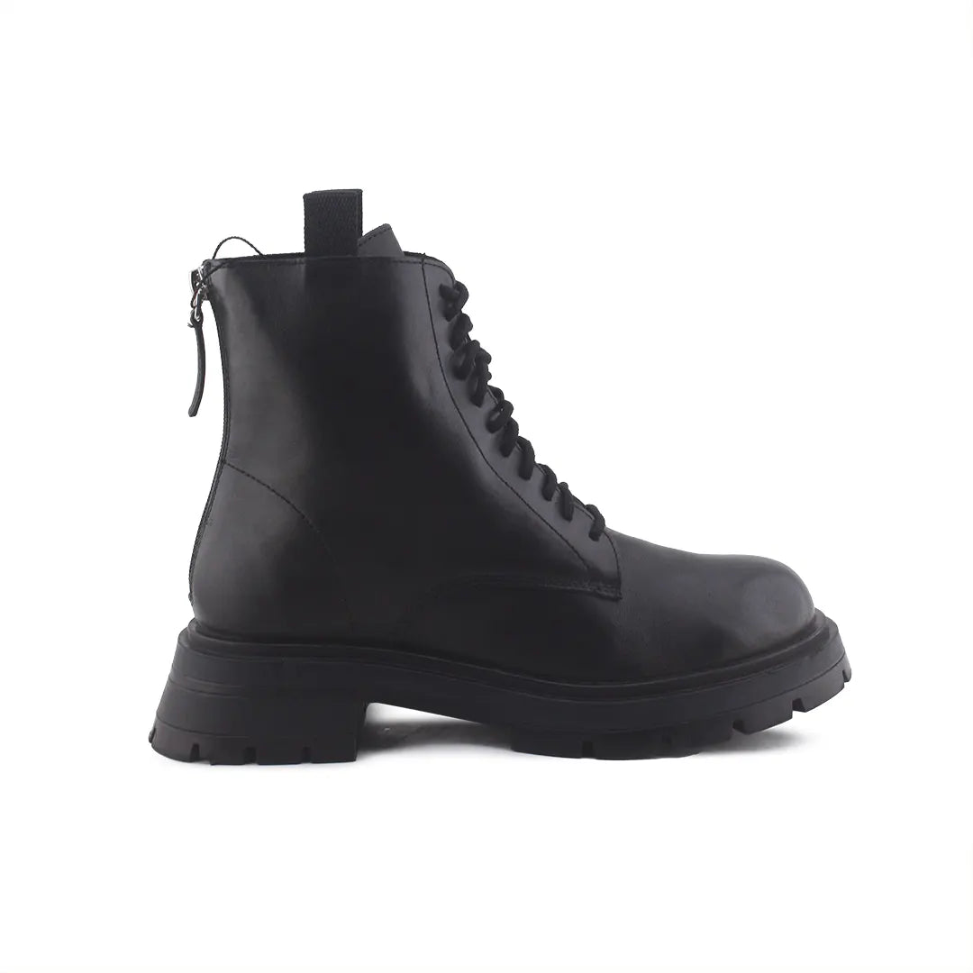 Zara Zipper Lace Up Combat Ankle Boots (100% Authentic Leather)