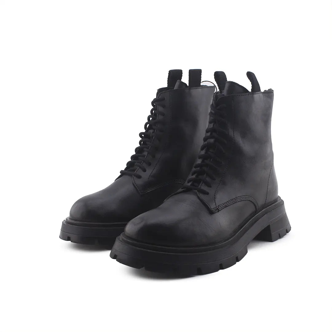 Zara Zipper Lace Up Combat Ankle Boots (100% Authentic Leather)
