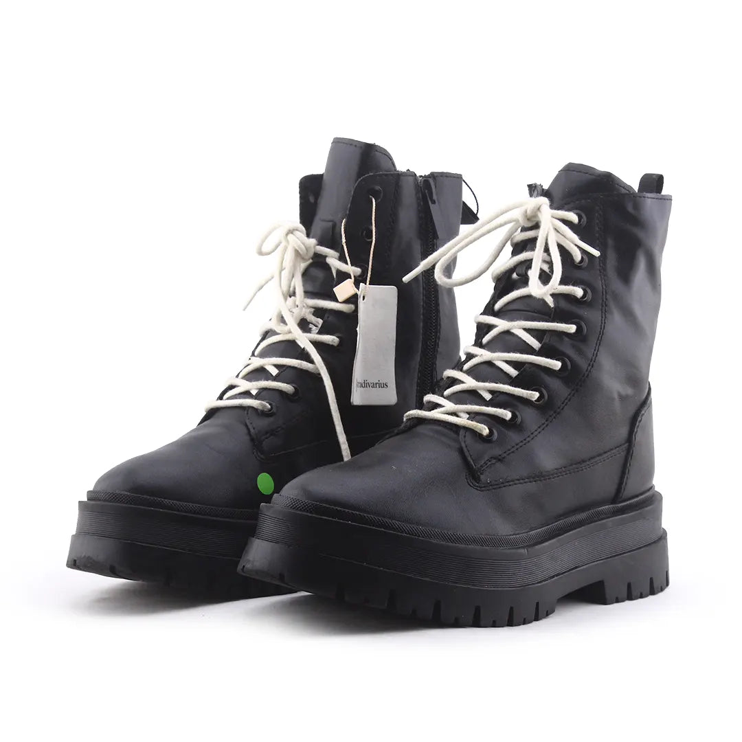 Stradivarius Zipper Lace Up Ankle Boot | 100% Authentic Leather