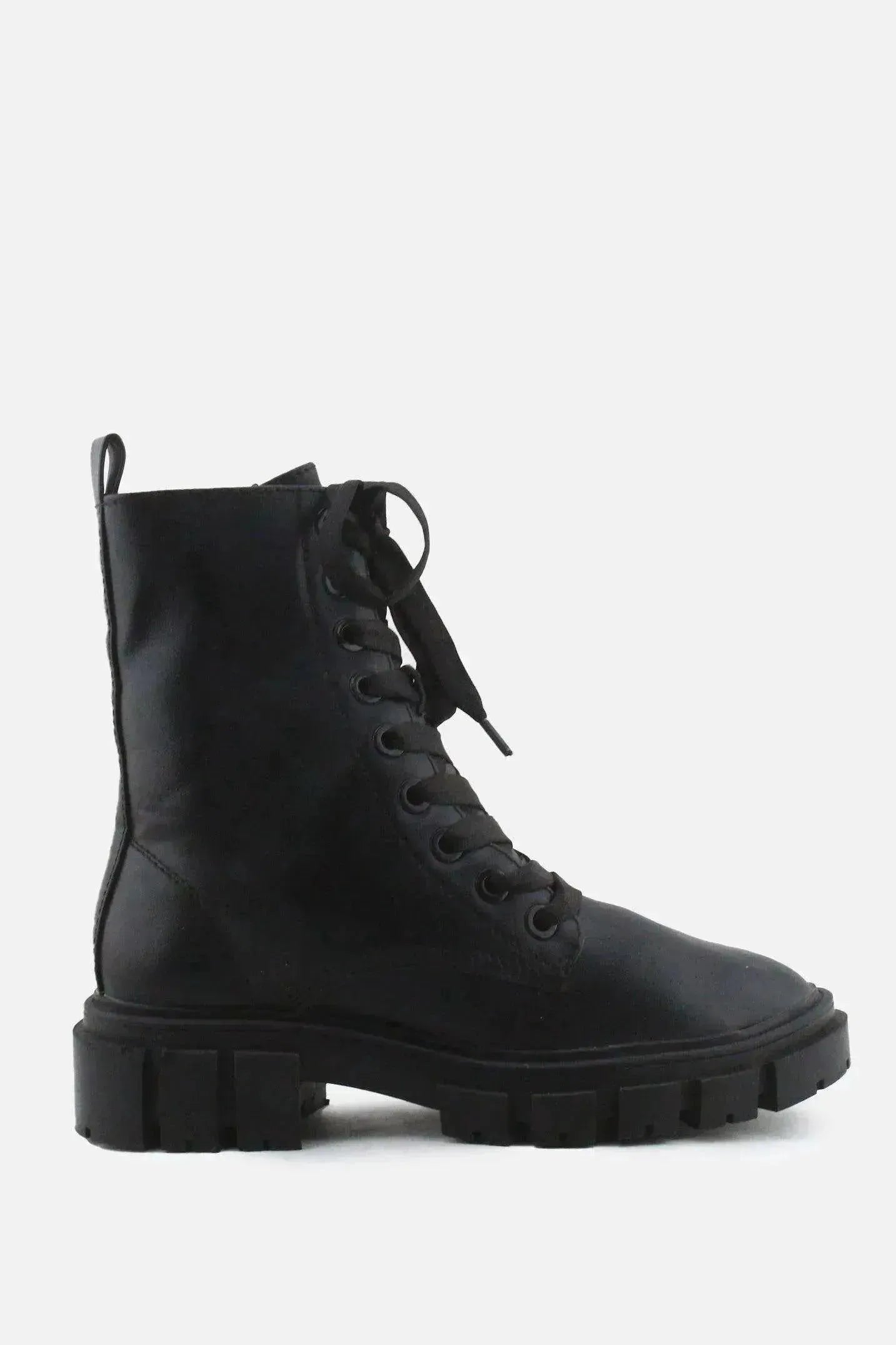 Stradivarius Zipper Laces Combat Ankle Boots | 100% Authentic Leather - sundaybazar