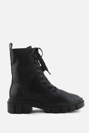 Stradivarius Zipper Laces Combat Ankle Boots | 100% Authentic Leather - sundaybazar