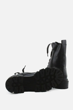 Stradivarius Zipper Laces Combat Ankle Boots | 100% Authentic Leather - sundaybazar