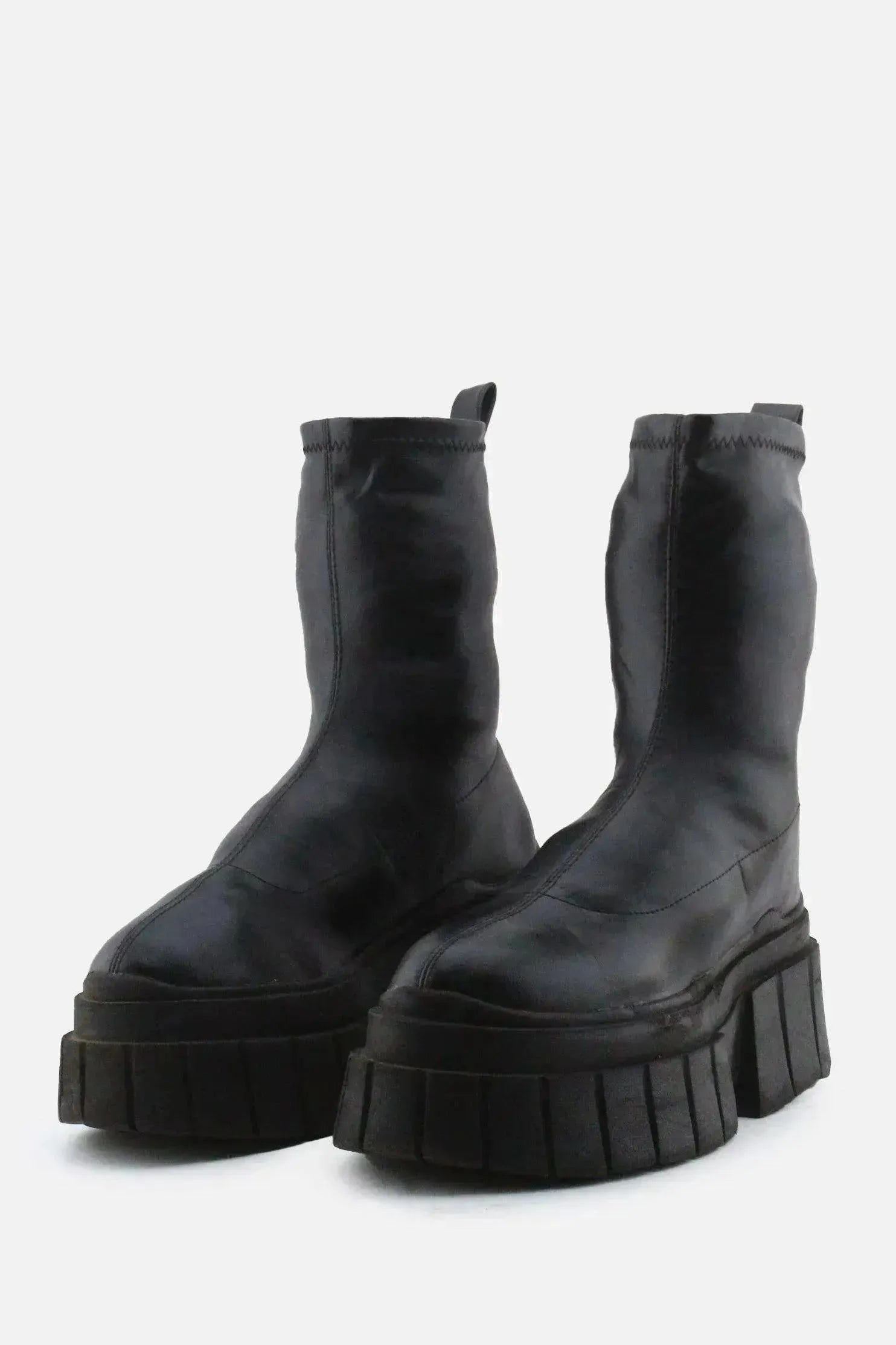 Bershka Block Ankle Boots | 100% Authentic Leather - sundaybazar