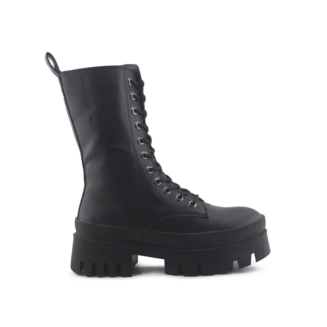 Bershka Zipper Lace Up Combat Ankle Boots (100% Authentic Leather)