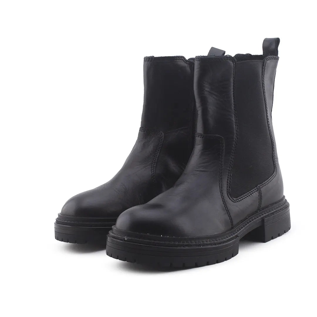 Zara Zipper Stretchable Chelsea Ankle Boots (100% Authentic Leather)