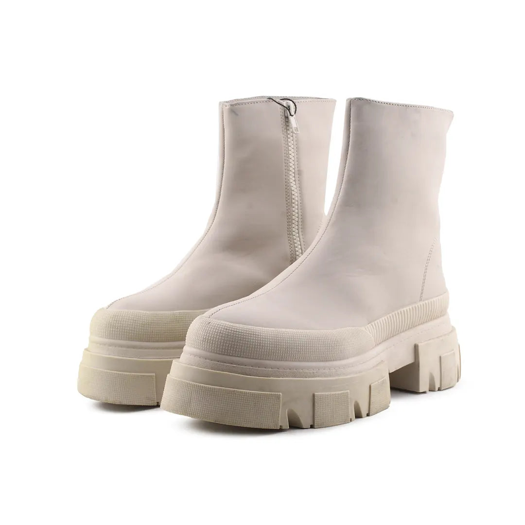 Bershka Zipper Platform Combat Ankle Boots (100% Authentic Leather)