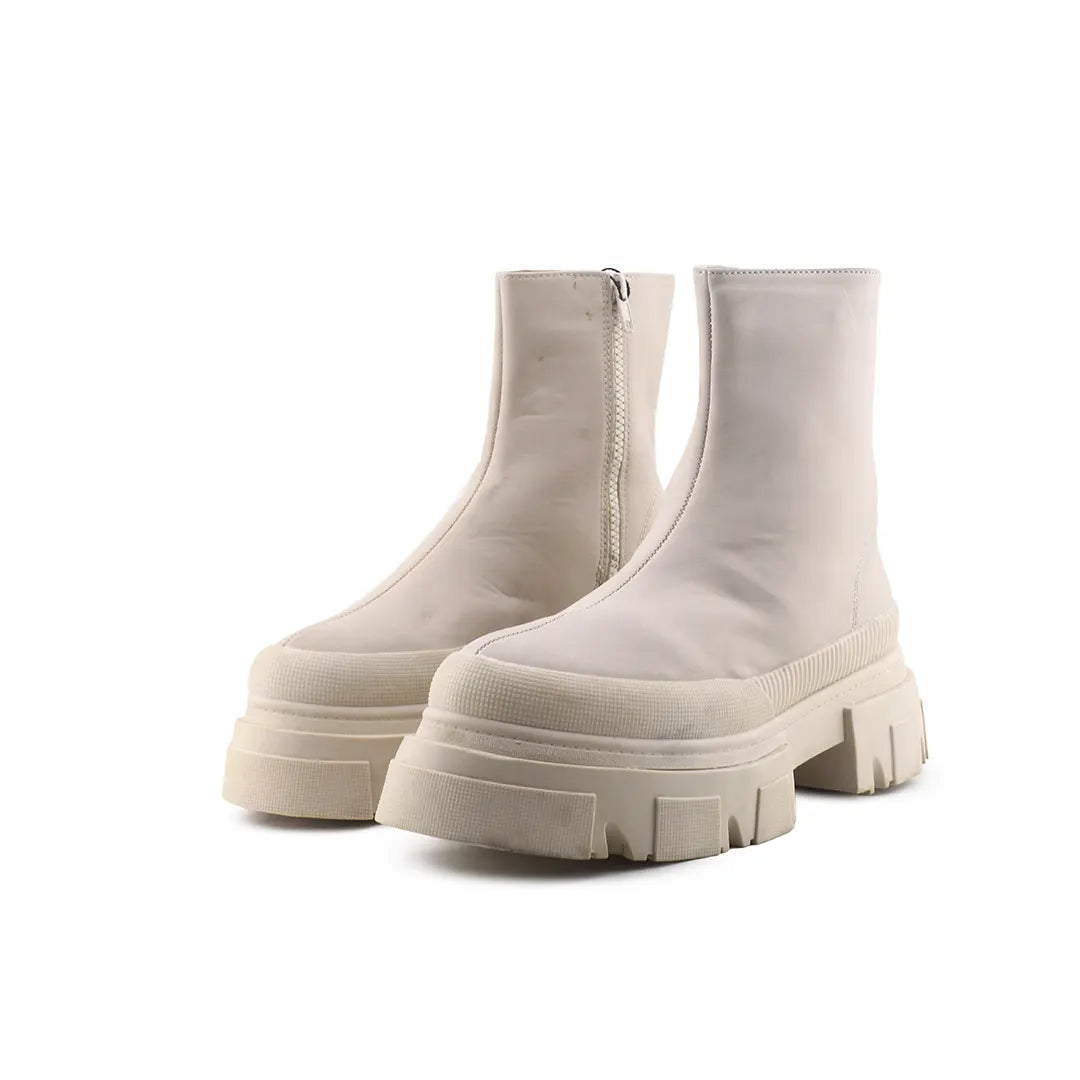 Bershka Zipper Combat Ankle Boots (100% Authentic Leather)