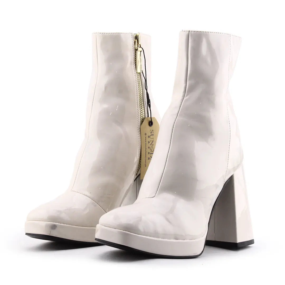 Bershka Zipper Patent Ankle Boot