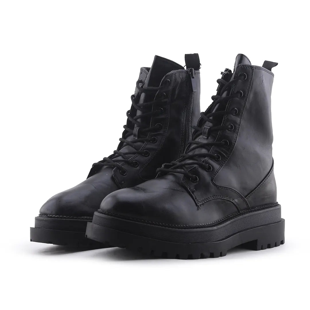 Stradivarius Zipper Lace Up Ankle Boot | 100% Authentic Leather