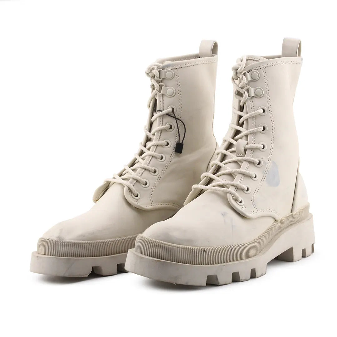 Pull & Bear Lace Up Combat Ankle Boots (100% Authentic Leather)