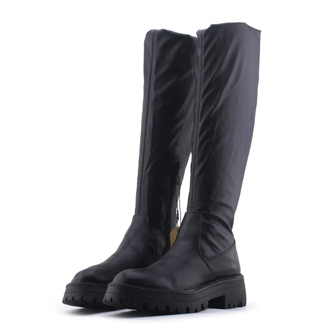 Pull & Bear Zipper Over The Knee Boot | 100% Authentic Leather