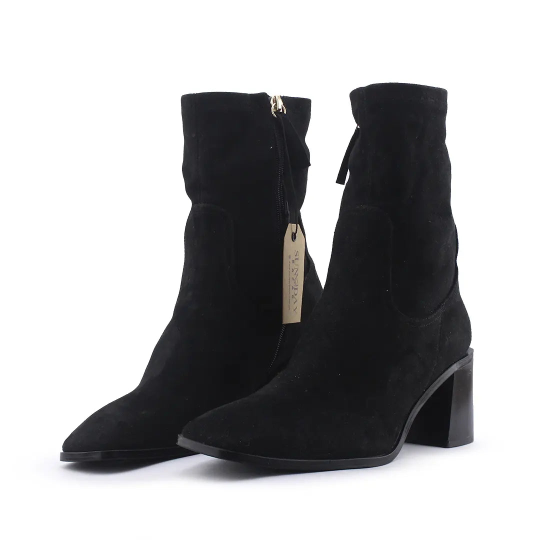 Zara Zipper Suede Ankle Boot
