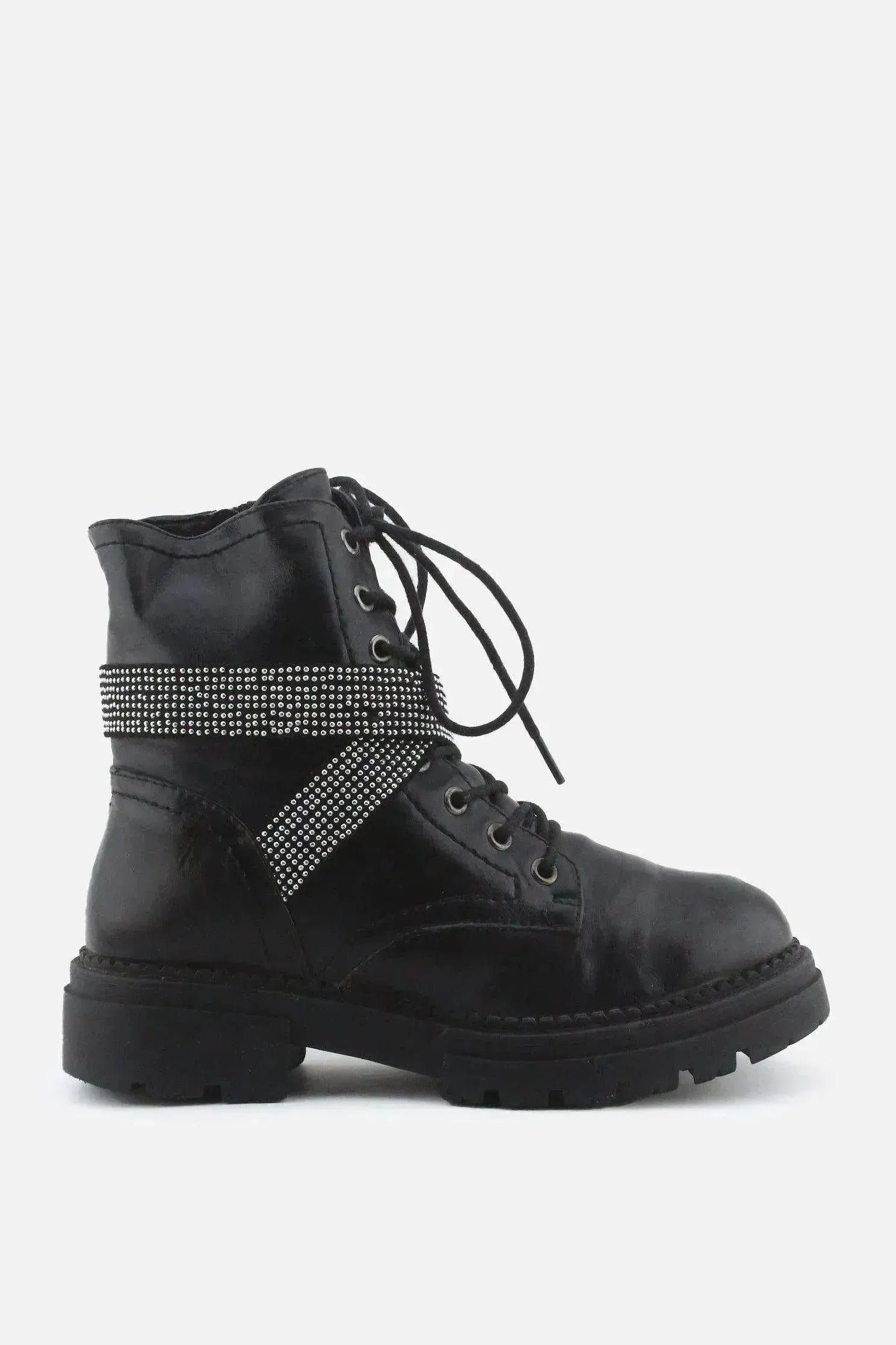 Jenny Fairy Zipper Laces Combat Ankle Boots | 100% Authentic Leather - sundaybazar