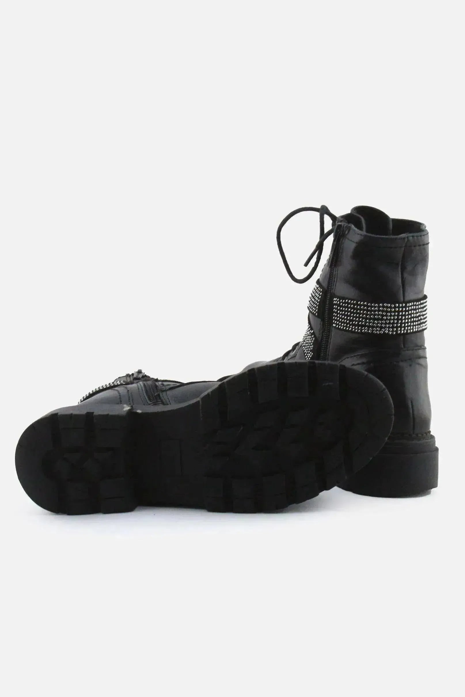 Jenny Fairy Zipper Laces Combat Ankle Boots | 100% Authentic Leather - sundaybazar
