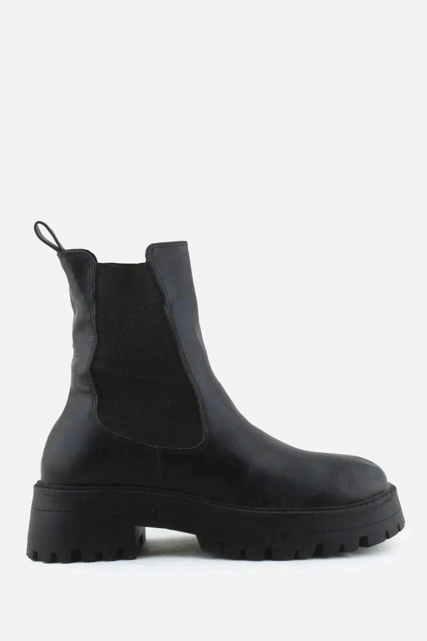 Pull & Bear Stretchable Combat Ankle Boots | 100% Authentic Leather - sundaybazar