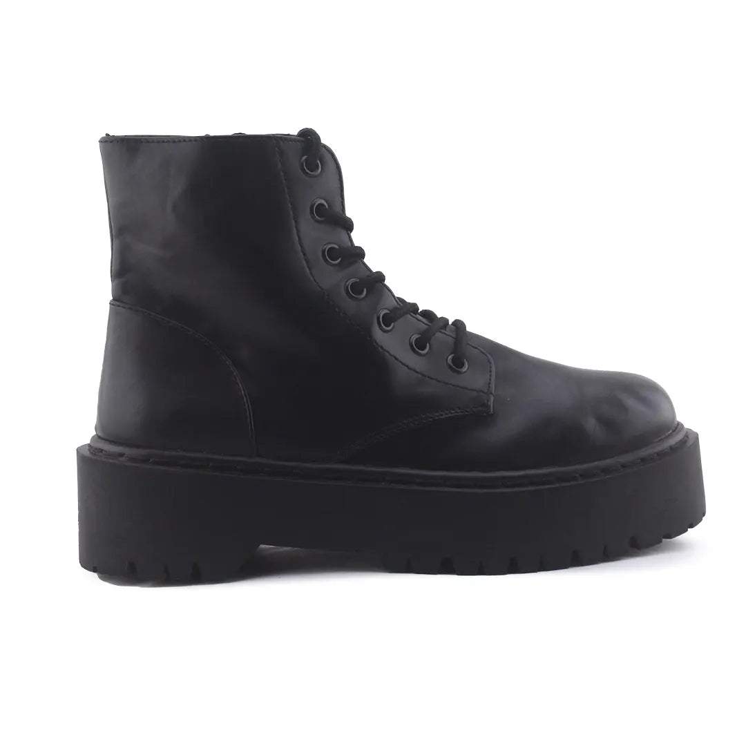 Pull & Bear Zipper Lace Up Combat Ankle Boots (100% Authentic Leather)