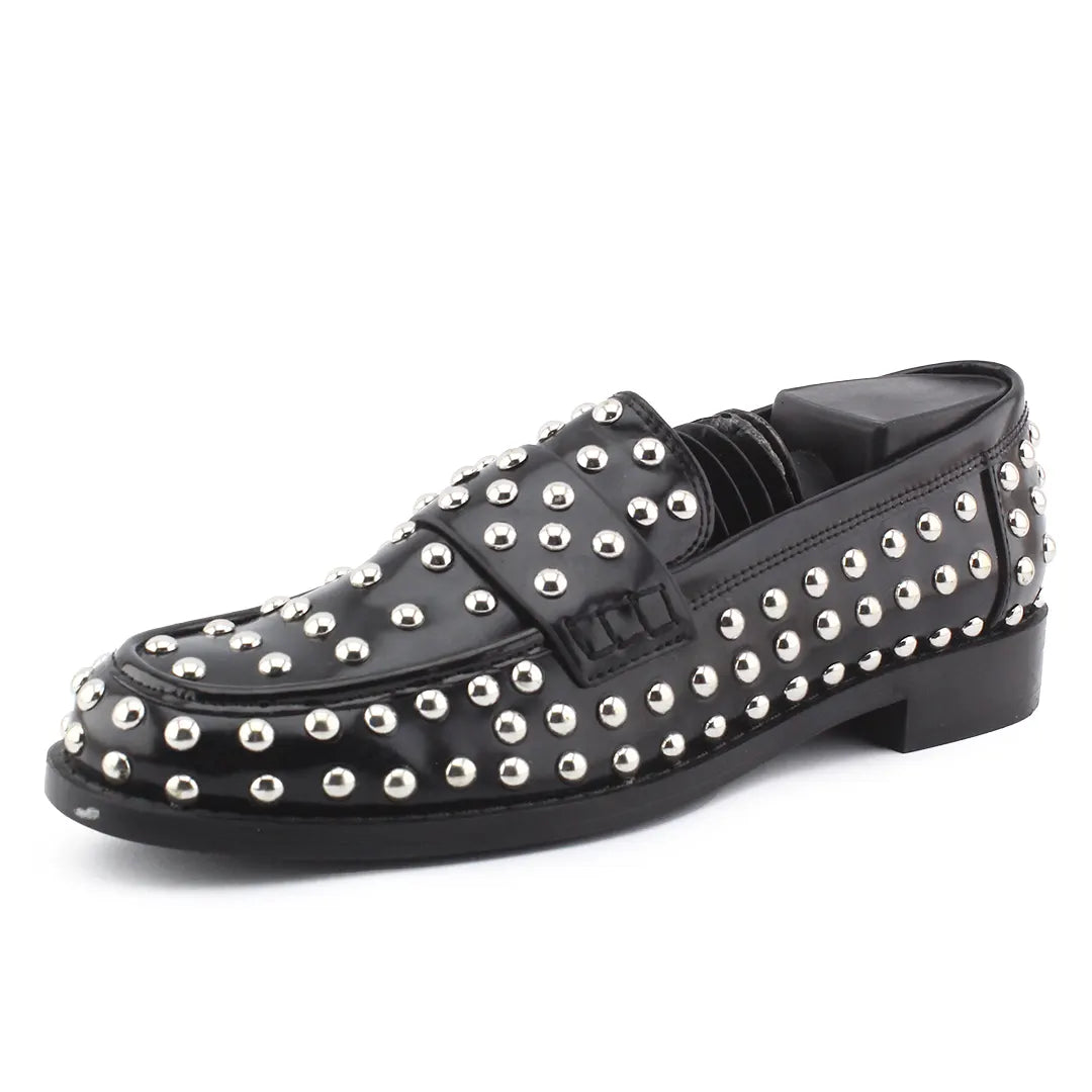 Zara Studded Penny Strap Loafers