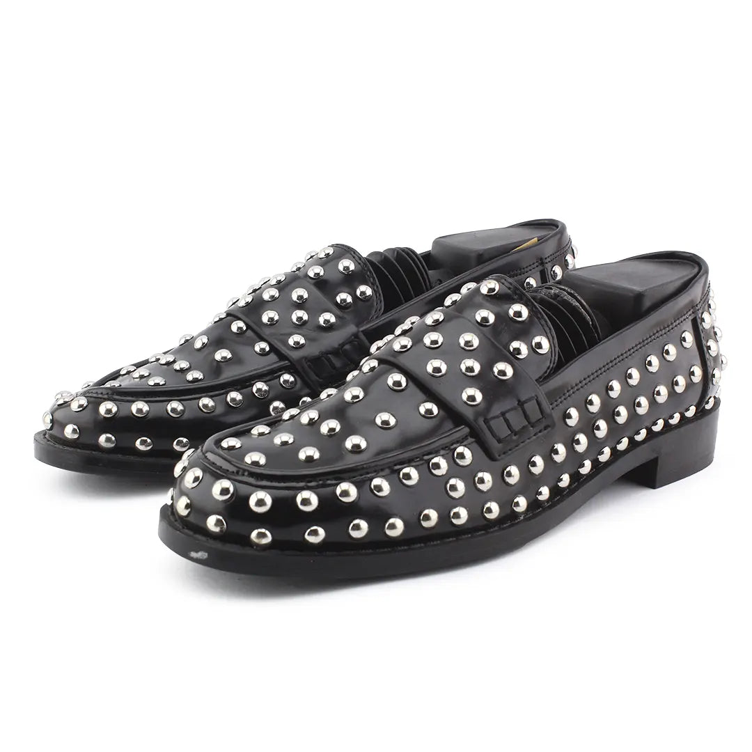 Zara Studded Penny Strap Loafers