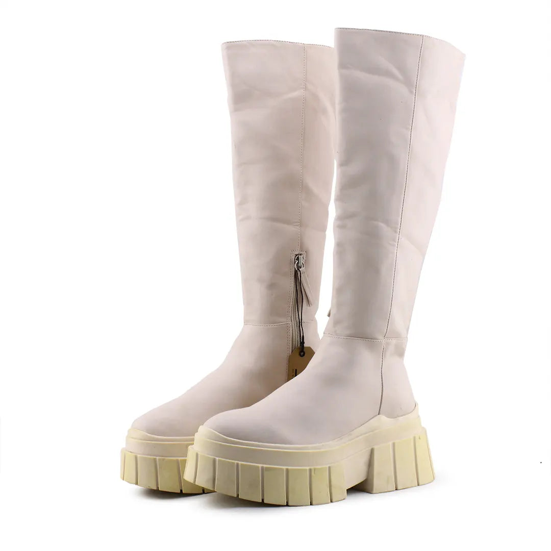 Bershka Zipper Knee High Boot | 100% Authentic Leather