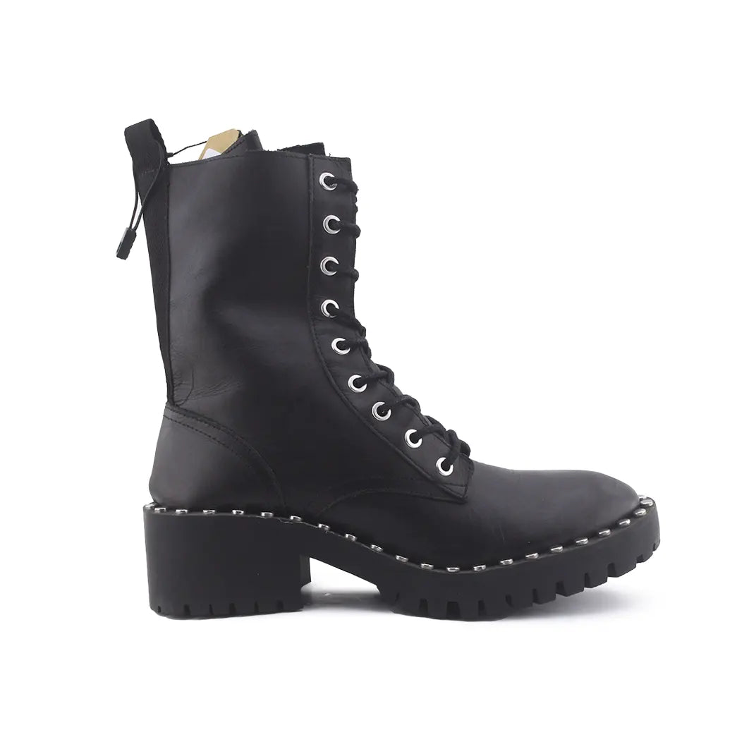 Zara Zipper Lace Up Combat Ankle Boots (100% Authentic Leather)