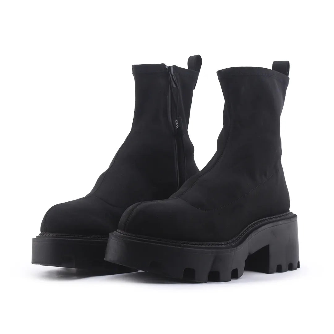 Zara Zipper Textile Ankle Boot