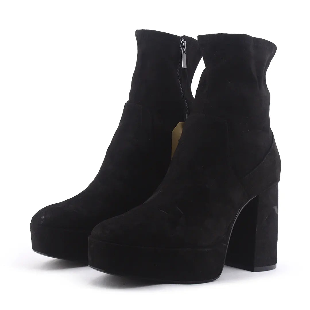 Bershka Zipper Suede Ankle Boot