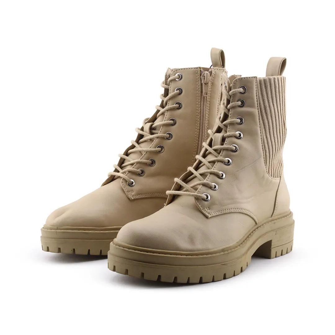 Lefties Zipper Lace Up Combat Ankle Boots (100% Authentic Leather)