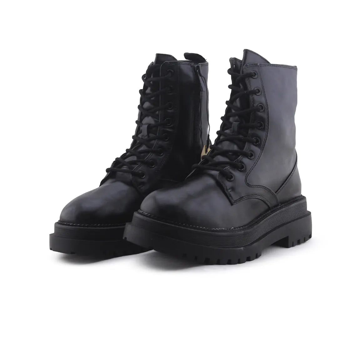 Stradivarius Zipper Lace Up Ankle Boot | 100% Authentic Leather