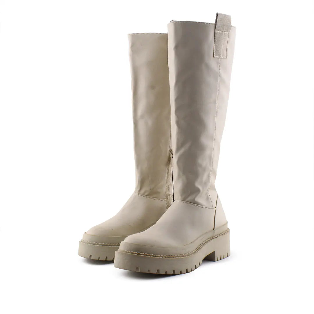 Stradivarius Zipper Knee High Boots (100% Authentic Leather)