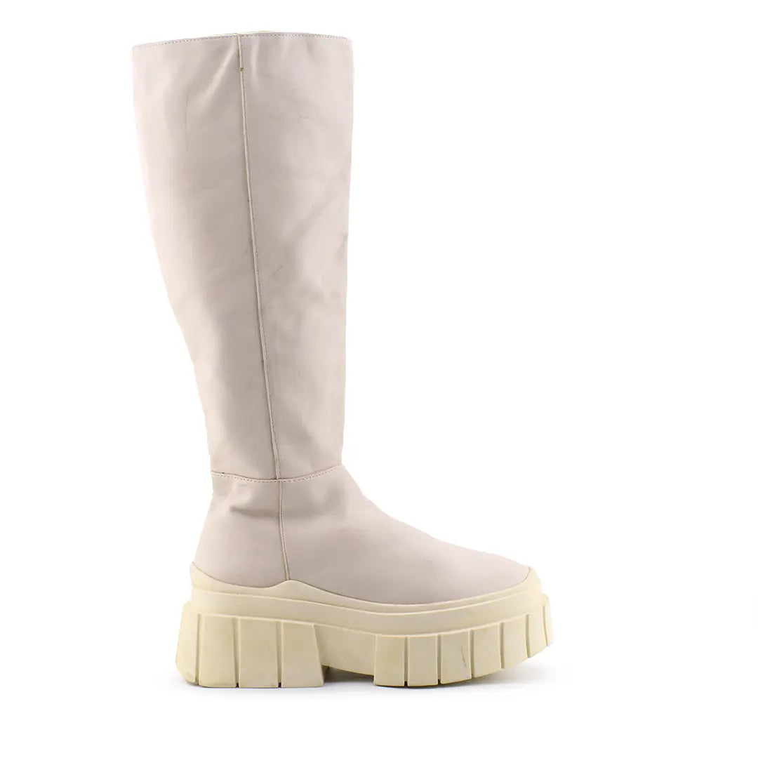 Bershka Zipper Platform Knee High Boots (100% Authentic Leather)