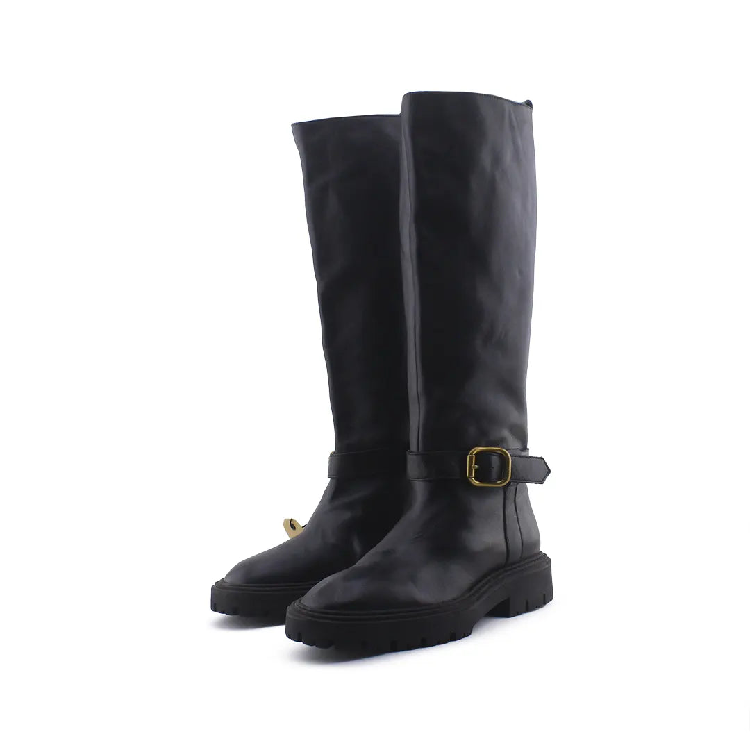 Zara Buckle Strap Knee High Boots (100% Authentic Leather)