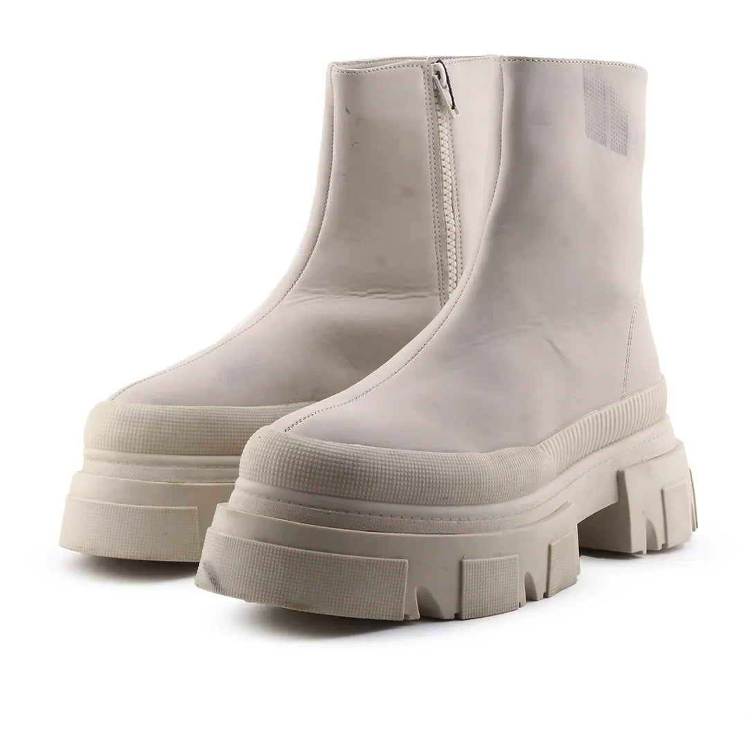 Bershka Zipper Platform Combat Ankle Boots (100% Authentic Leather)