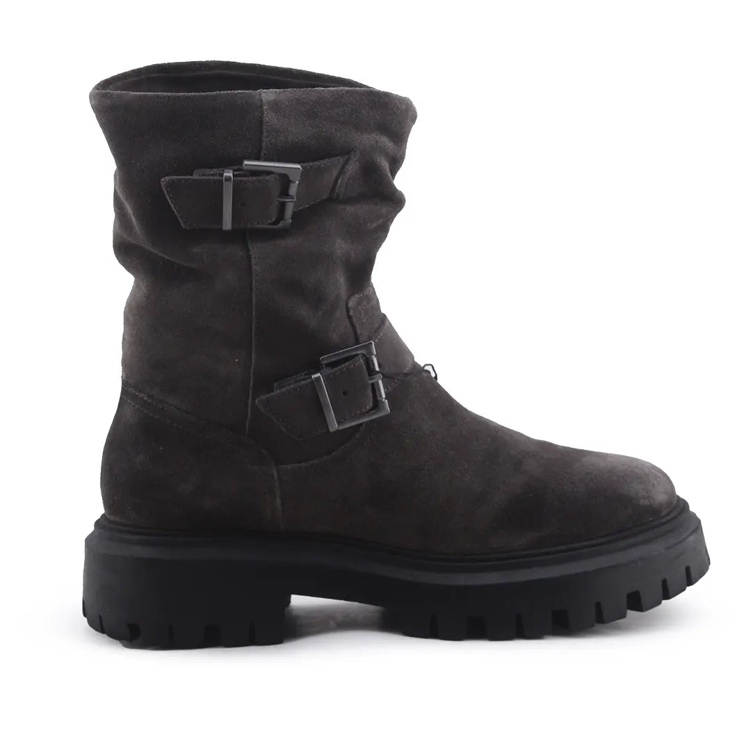 Stradivarius Buckle Strap Suede Ankle Boot