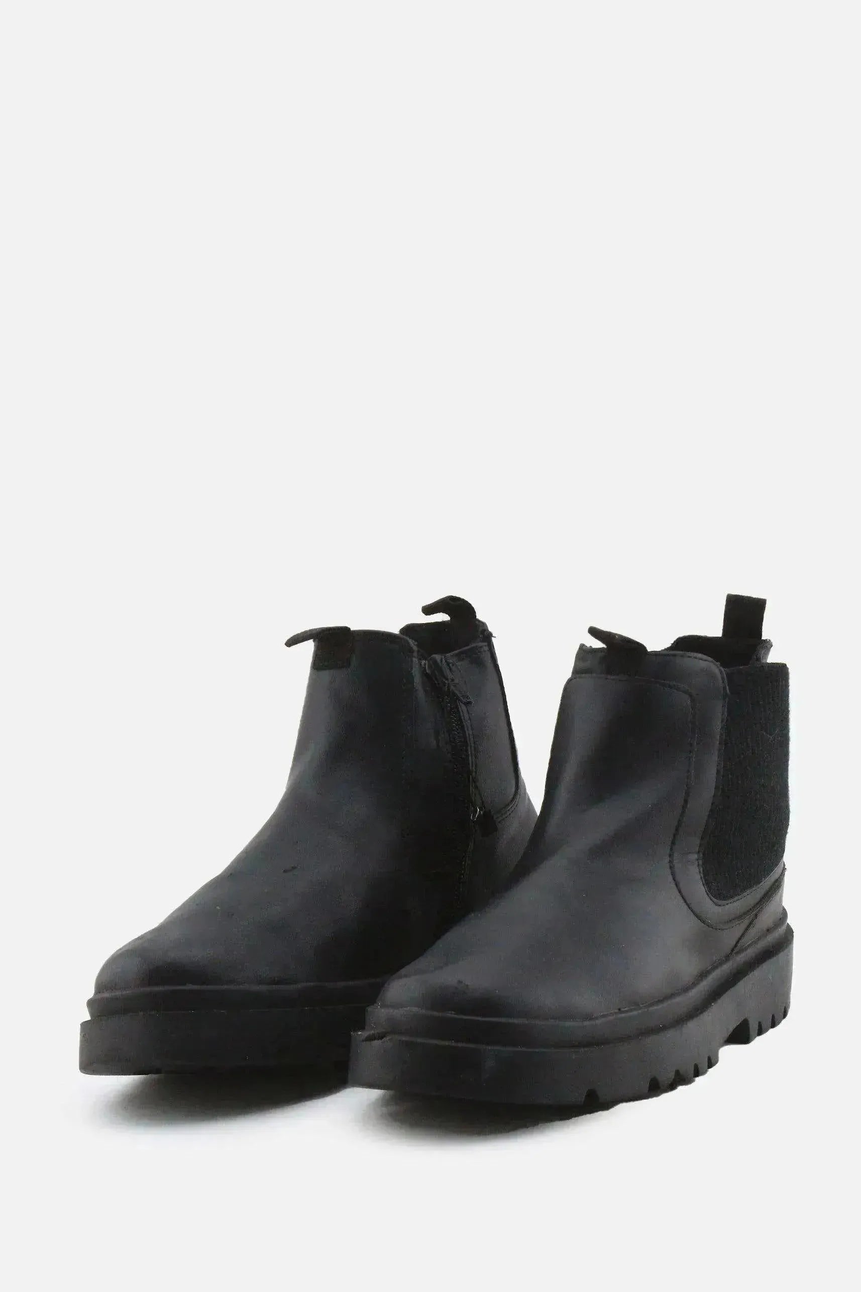 Zara Zipper Stretchable Chelsea Ankle Boots | 100% Authentic Leather - sundaybazar