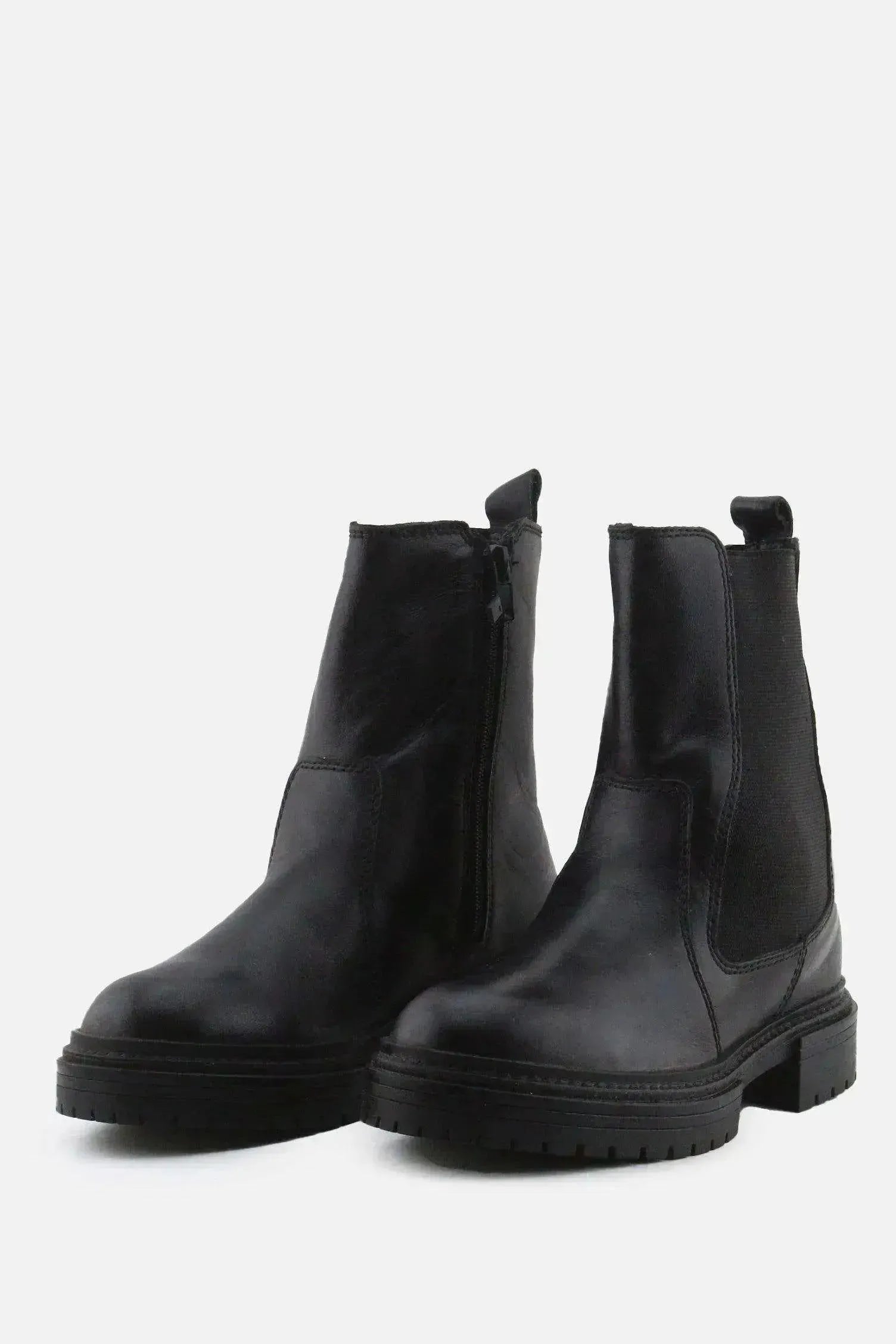 Zara Zipper Stretchable Chelsea Ankle Boots | 100% Authentic Leather - sundaybazar